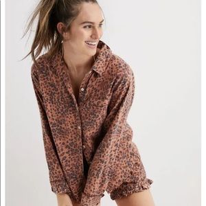 Aerie Raw Sienna Flannel Pajama Shirt (Leopard)